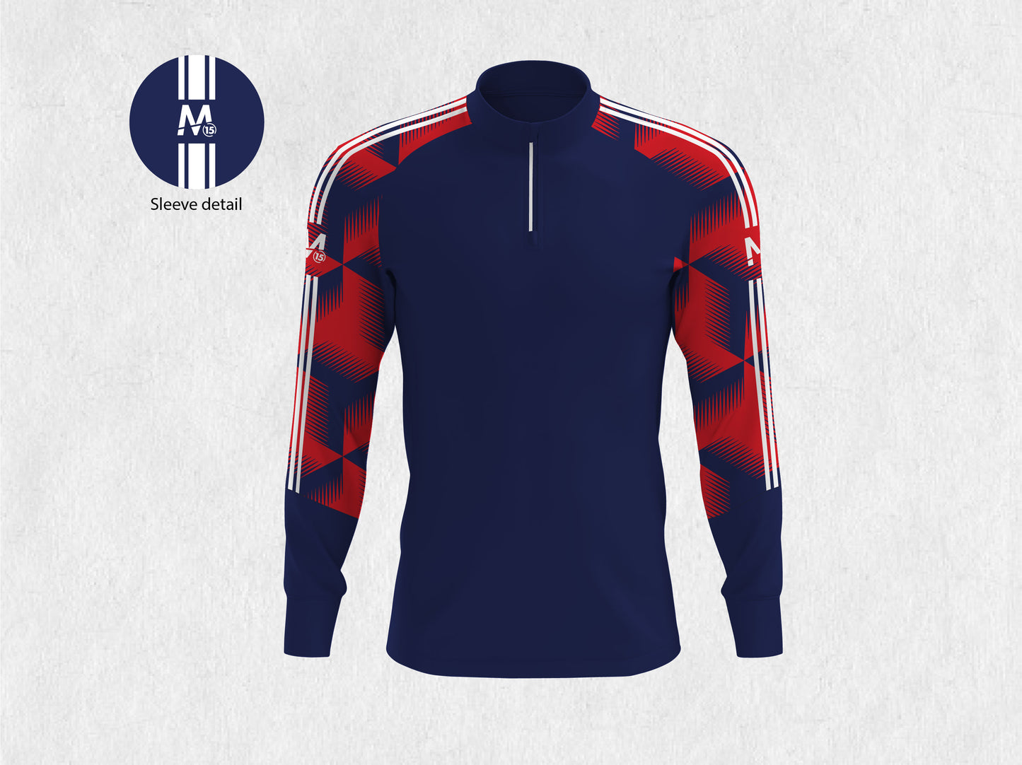 M15 Athletico 2 Half Zip -Nvy/Red/Wht