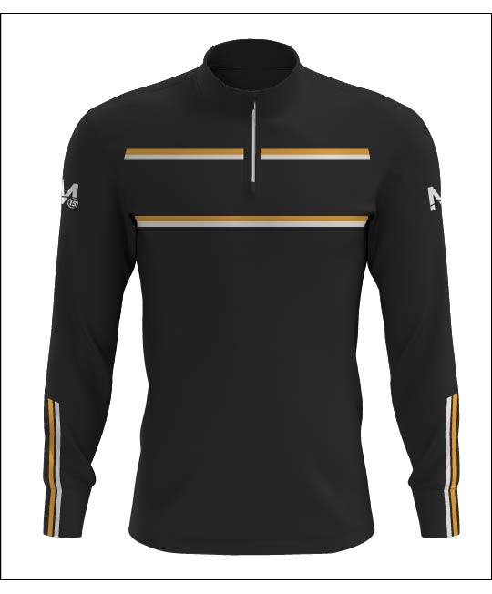 Stretford Half Zip - Black /Amber