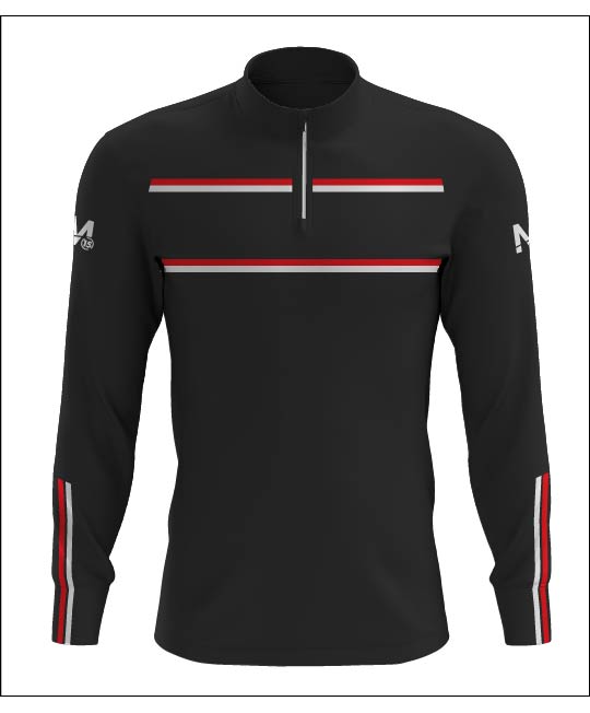 Stretford Half Zip - Black/Red