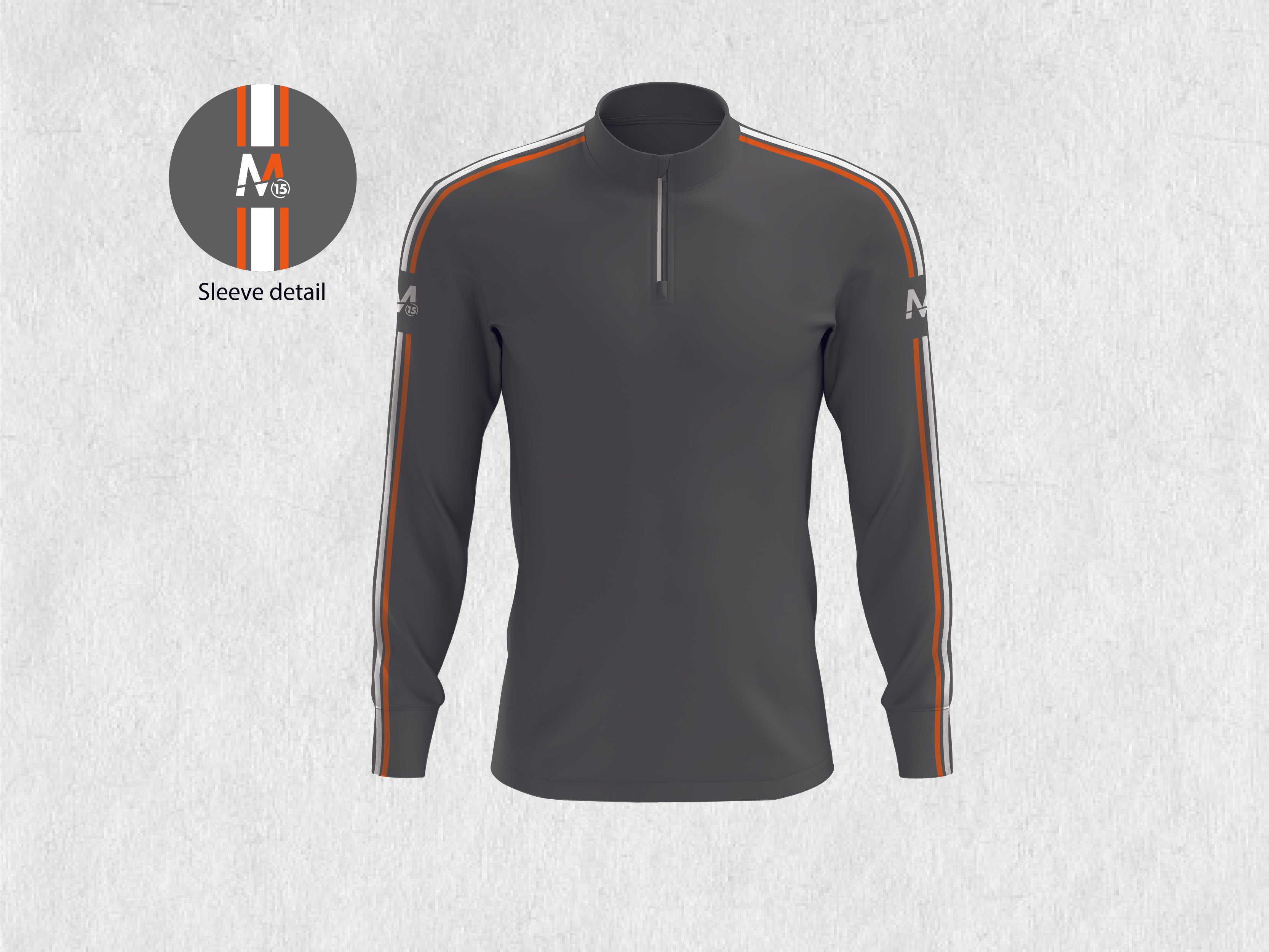 M15 Athletico Half Zip -Charcoal/Orange