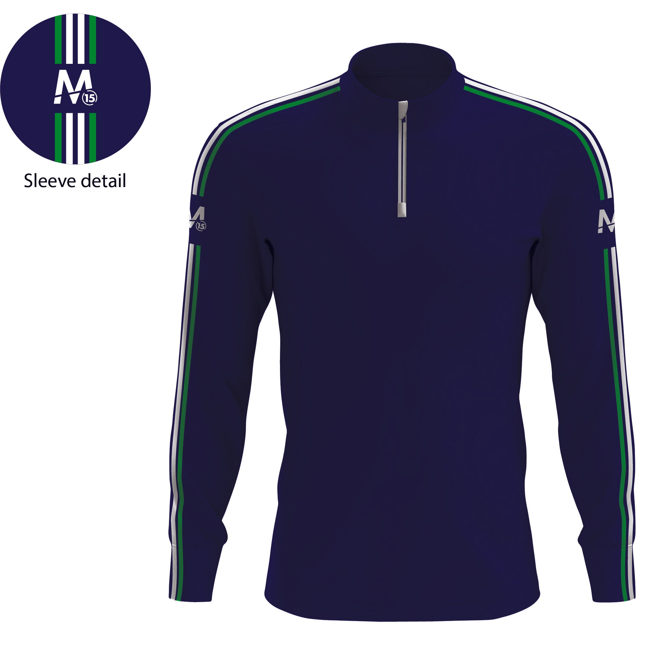 M15 Athletico Half Zip -Nvy/Grn/Wht